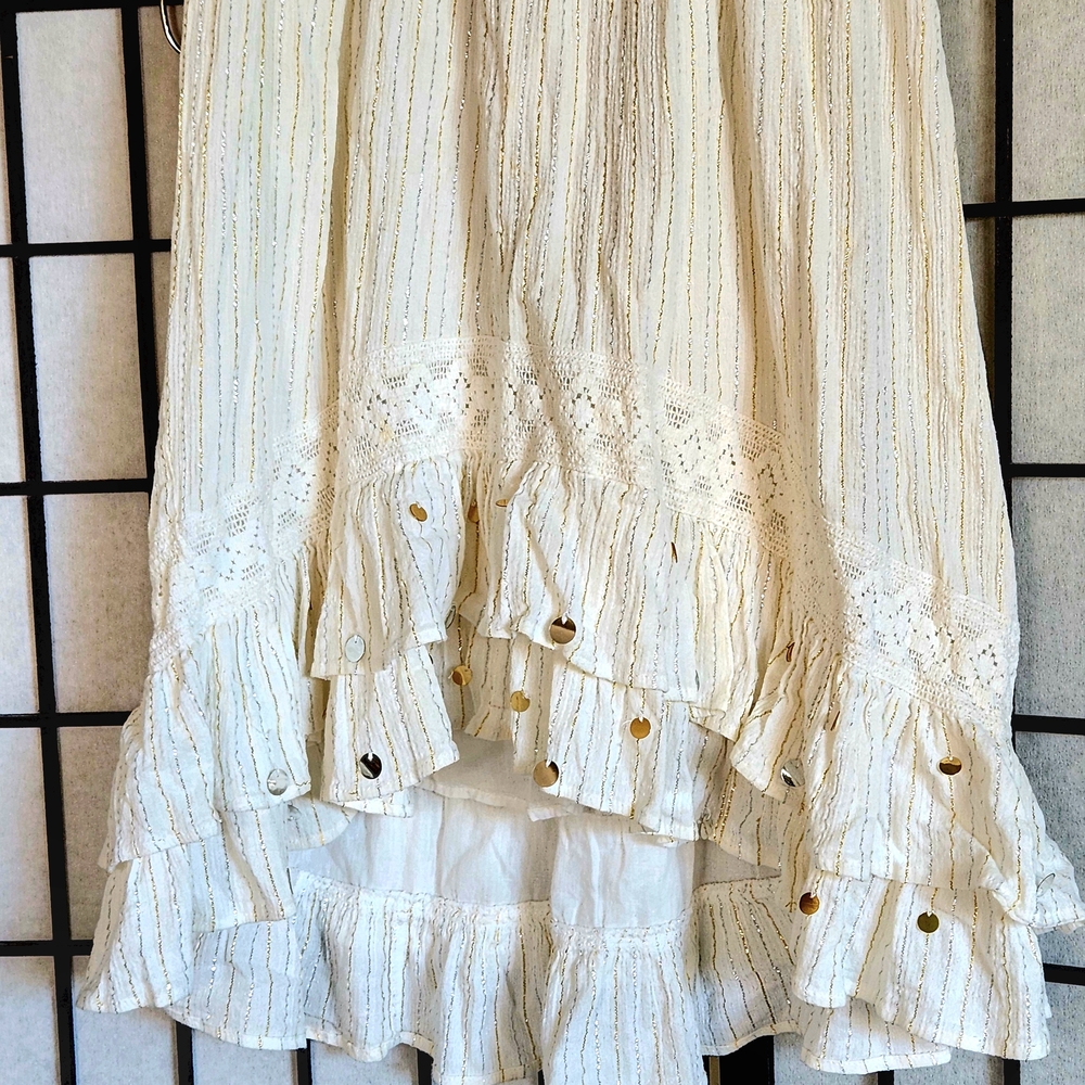 Justice Cream High Low Ruffled Girl's Skirt Lined - Picture 8 of 10